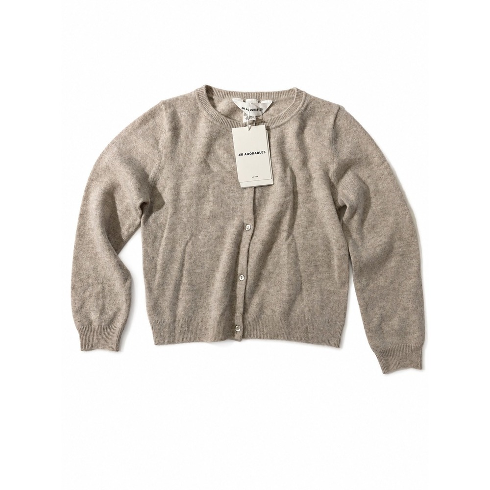 H&M Adorables Kids 100% Cashmere Cardigan Beige Button Front US 6/7
